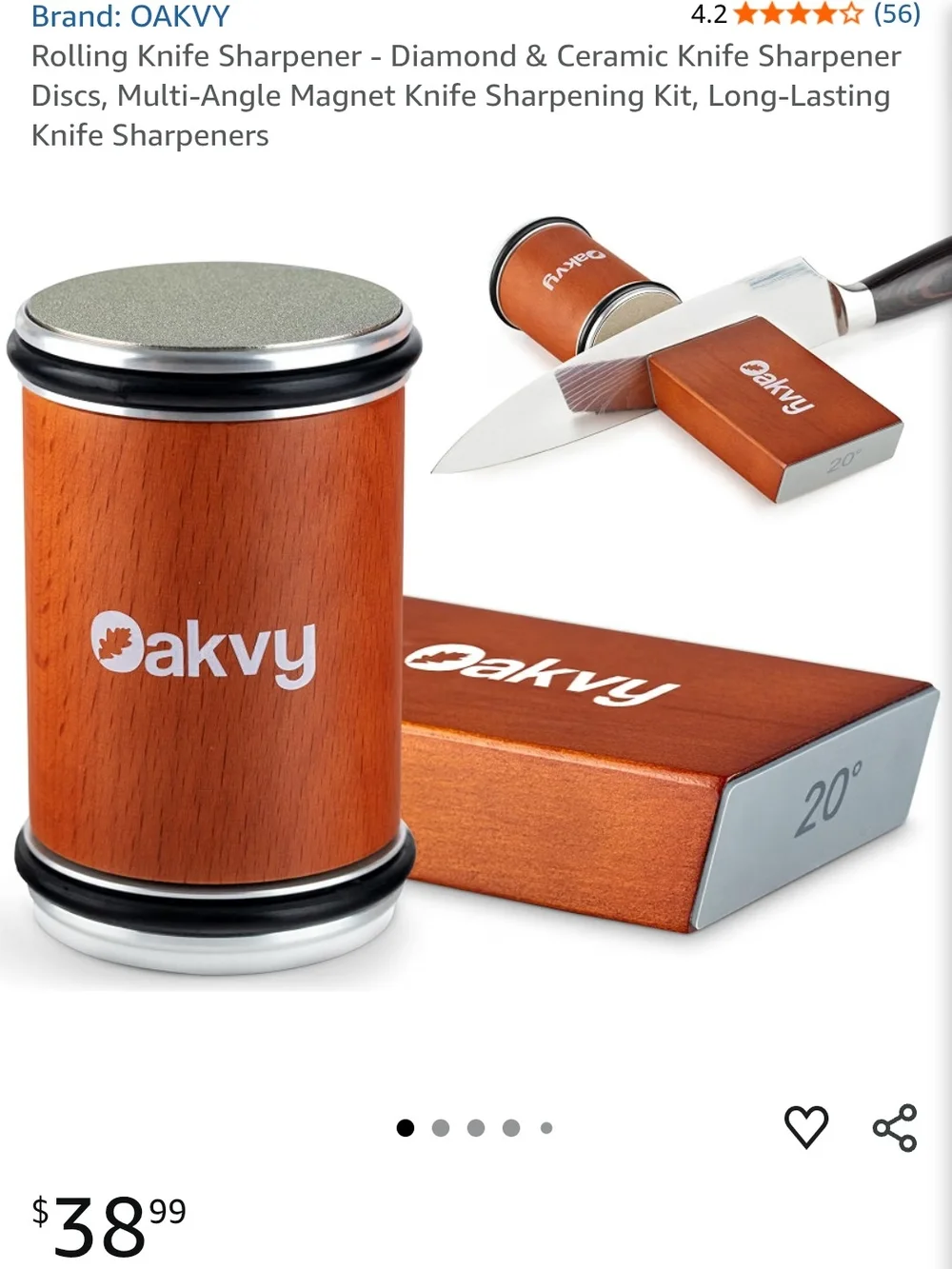 OAK Rolling Knife Sharpener in Orange and Silver